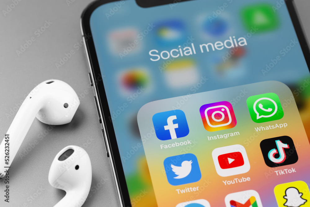 Foto de showing social media apps icons of Facebook, Instagram