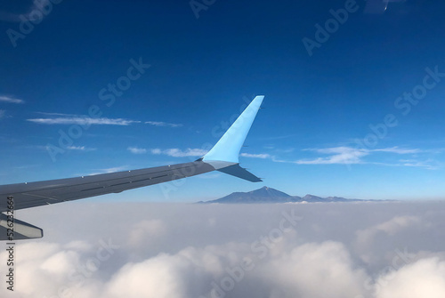 2021, Tenerife from the air with clouds. photo