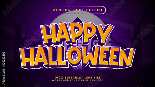 Happy halloween 3d editable text effect with castle and tree background