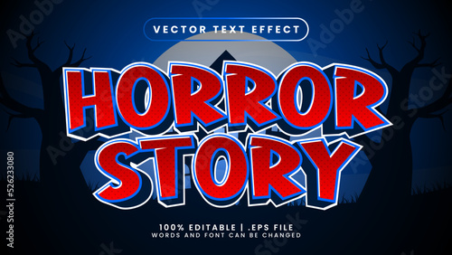 Horror story 3d editable text effect with scary and blue background