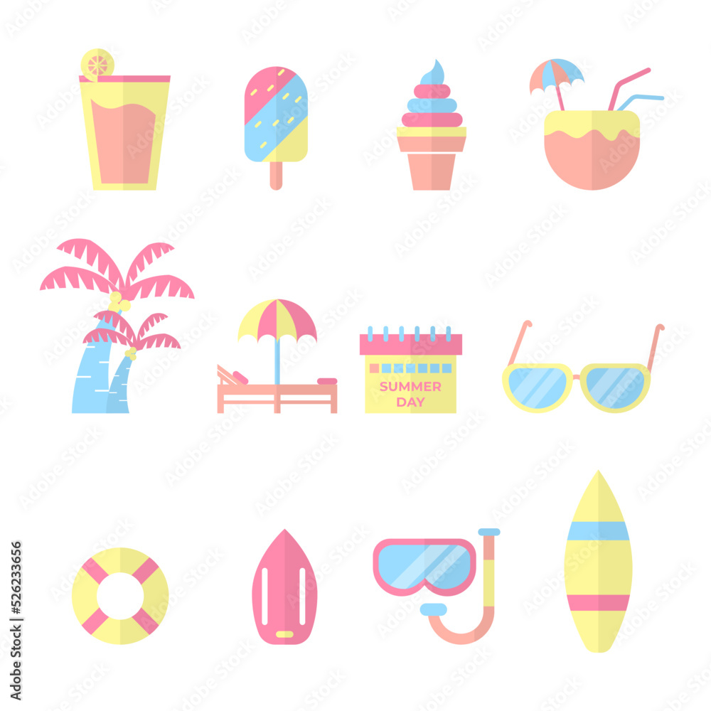 Summer item colorful art design Summer item colorful art design