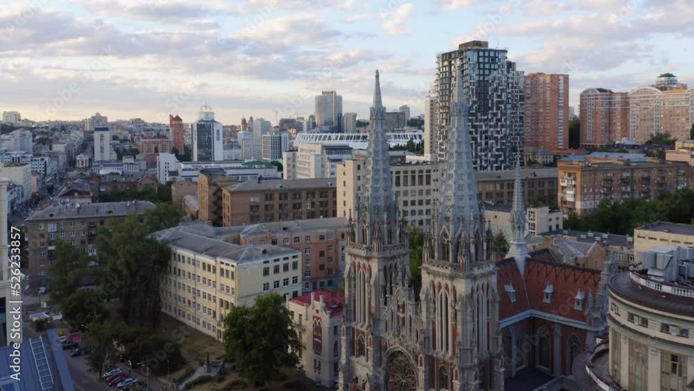 Aerial view of morning cityscape with sky background. Urban cityscape with many buildings. Aerial view of morning cityscape with sky background. Urban cityscape with many buildings.