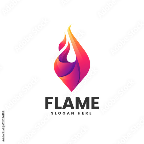 Vector Logo Illustration Flame Gradient Colorful Style.