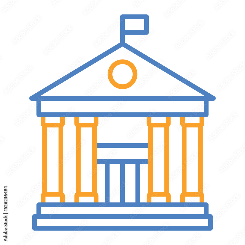 Government Building Blue And Orange Line Icon
