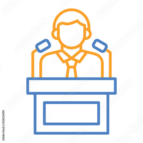 Politician Blue And Orange Line Icon