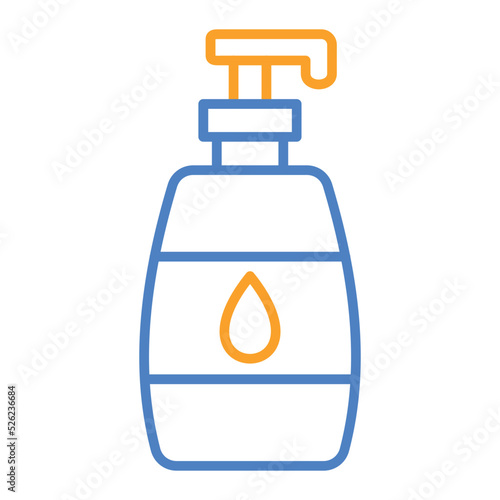 Soap Bottle Blue And Orange Line Icon