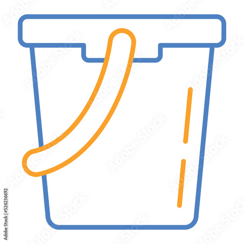 Water Bucket Blue And Orange Line Icon