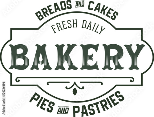Bakery fresh daily bread and cakes, pies and pastries. Christmas vintage retro typography labels badges vector design isolated on white background. Winter holiday vintage ornaments, quotes, signs, tag