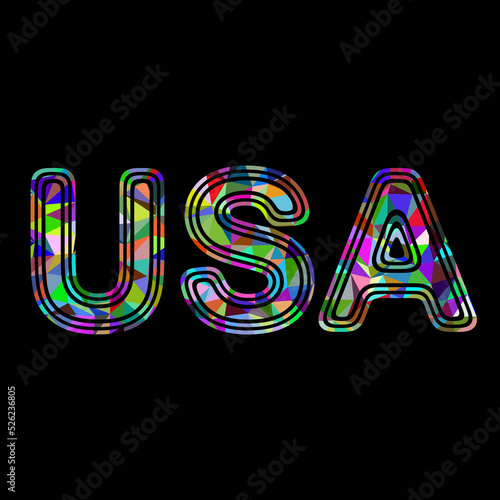 USA on black background. Illustration.