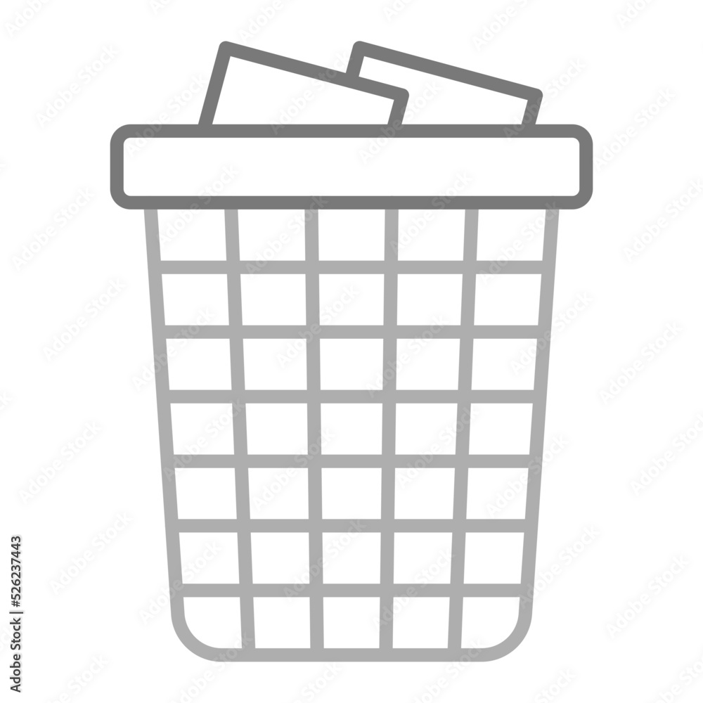 Paper Bin Greyscale Line Icon Paper Bin Greyscale Line Icon