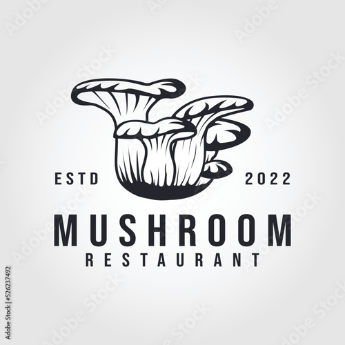 oyster mushroom logo vintage vector illustration design