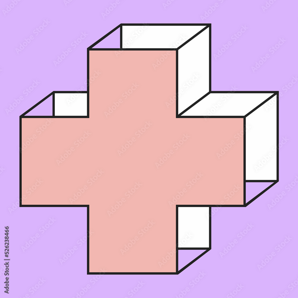 Obraz premium Isometric plus. Geometric shape. Vector.