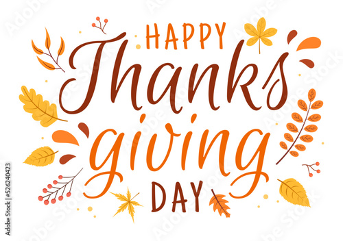 Happy Thanksgiving Celebration Template Hand Drawn Cartoon Flat Illustration with Turkey, Leaves, Chicken or Pumpkin Design