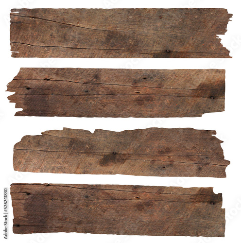 Set of Old plank of wood isolated