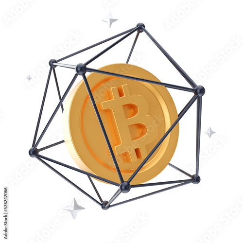 Cryptocurrency 3D Illustration. 3D rendering photo