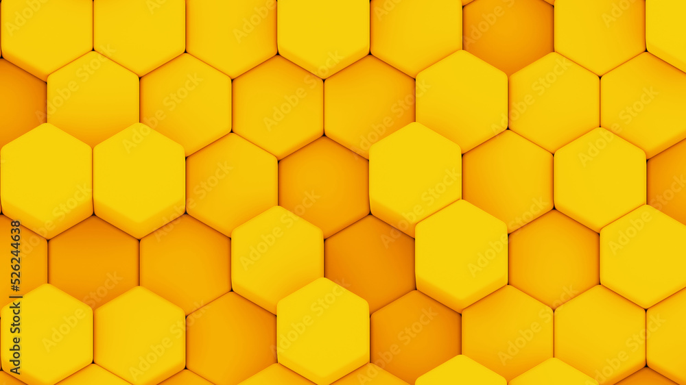 custom made wallpaper toronto digitalAbstract 3D geometric background, yellow hexagons shapes