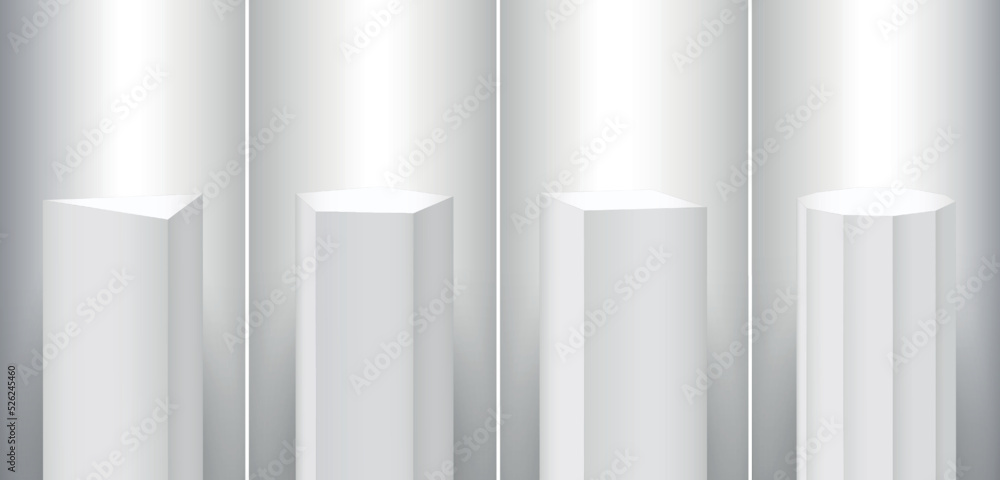 free vector | 3d white pillar podium cube column base... White podium stand, 3d pedestal with spotlight, product platform with ...