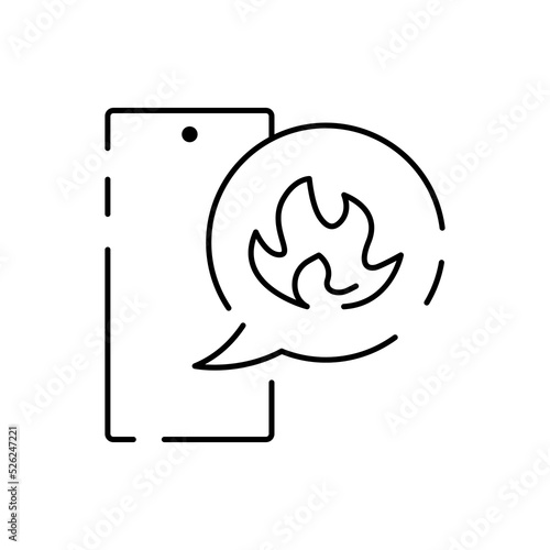 Firefighter and Fire department line icon. Included the icons as fire, fireman, burn, emergency, hydrant, alarm and more. Call the fire brigade or firefighters