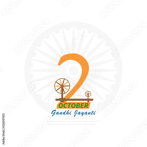 Gandhi Jayanti with charkha ,Vector Illustration. photo