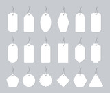 Blank paper price tags. Set of labels in various shapes. Collection realistic labels for special offer or shopping discount. Sale tags. Vector illustration.
