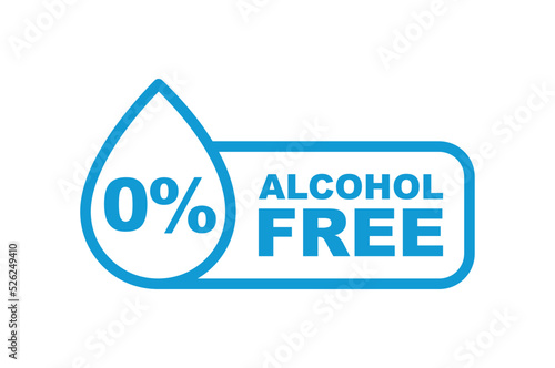 Alcohol free vector icon. Zero alcohol symbol. Alcohol no label. Non alcoholic logo.
