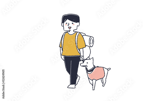 犬と旅をする男性　さまざまな地域を最小限の荷物で自由に旅をするバックパッカー達