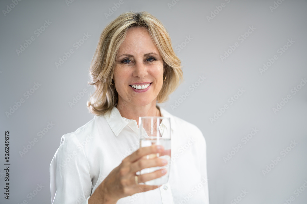Woman With Senior Cold Water Glass Woman With Senior Cold Water Glass