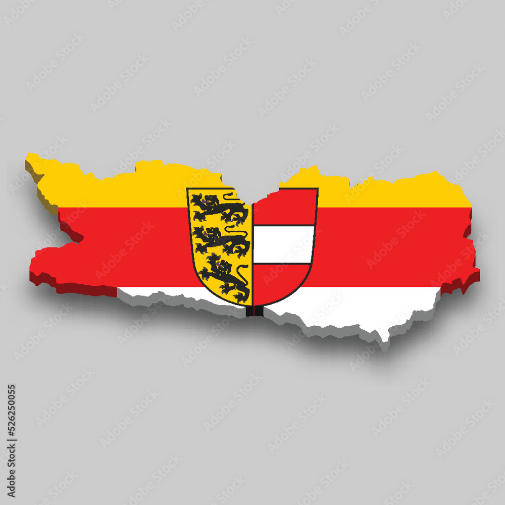 3d isometric Map of Carinthia is a region of Austria Stock Vector