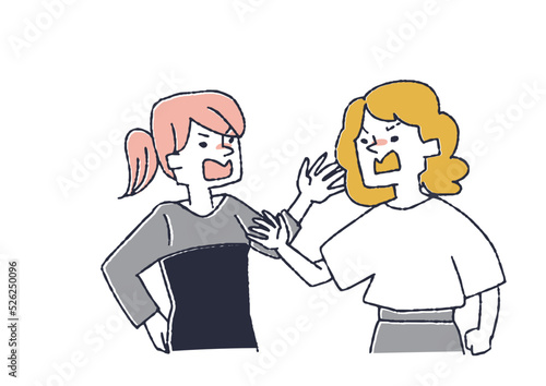 激しく言い争う女性　自分の意見を押し付け合い分かり合えない人々