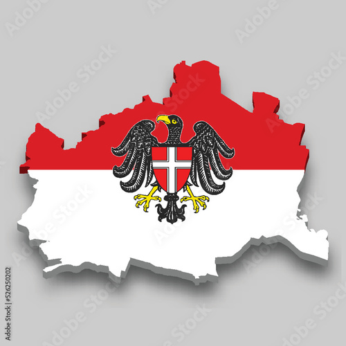 Photography 3d isometric Map of Vienna is a region of Austria