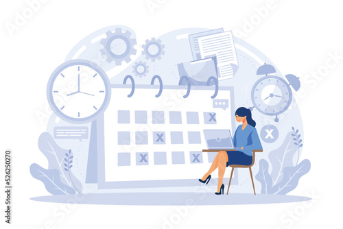 Deadline abstract concept vector illustration. Project management, work time limit, task due dates, deadline reminder, study assignments accomplishment, tax payment planning flat vector modern illustr