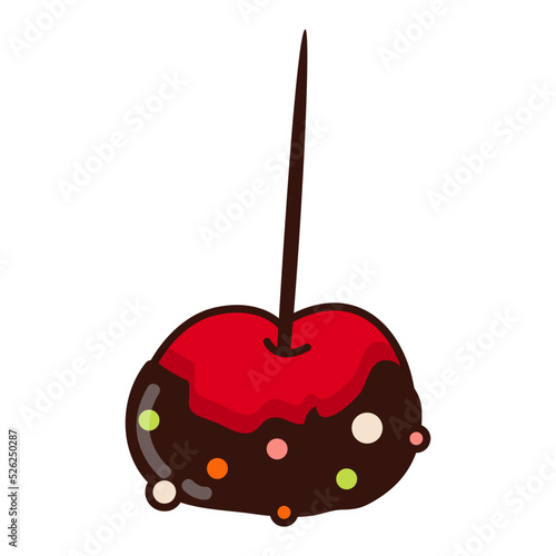 Apple in the glaze. Holiday candy. Chocolate with sprinkles.