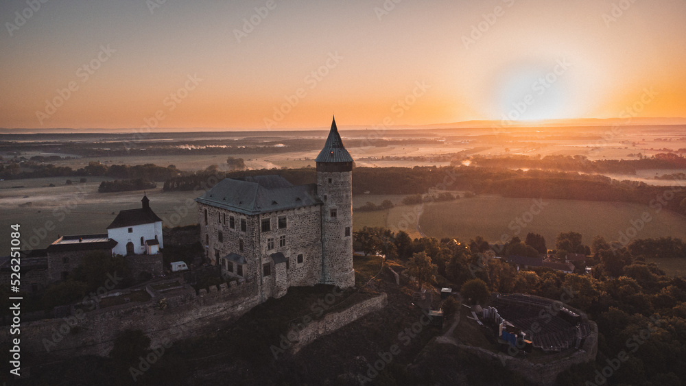 sunset over the castle