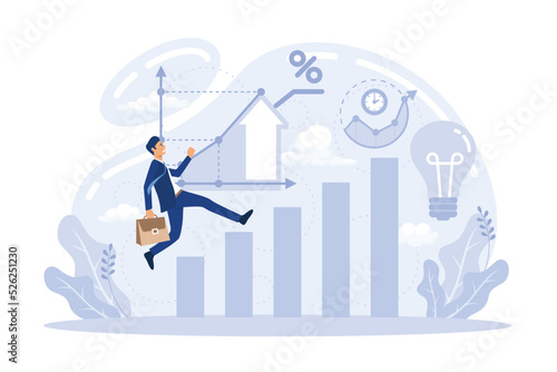 Development growth in business progress thin lines vector illustration. Career concept for human resources management, helping employees to grow, work of hr, professional growth. flat vector modern il