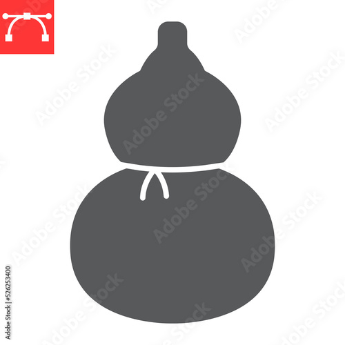Gourd calabash glyph icon, chinese bottle and drink, calabash vector icon, vector graphics, editable stroke solid sign, eps 10. photo