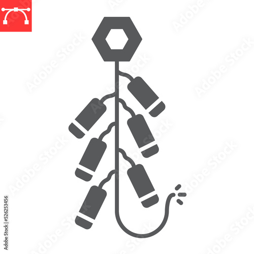 Chinese firecracker glyph icon, new year and traditional, chinese fireworks vector icon, vector graphics, editable stroke solid sign, eps 10.