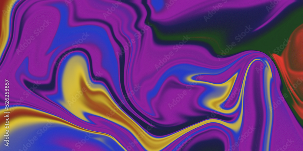 Obraz premium Abstract liquid blue, purple, and yellow background with seamless pattern design