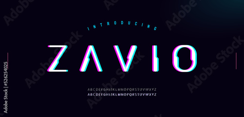 Modern techno alphabet fonts. Abstract glitch overlap typography urban sport, technology, fashion, digital, future creative logo font. vector illustration