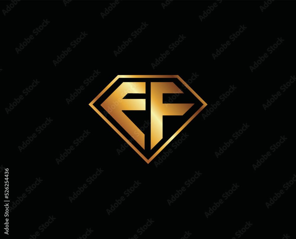 EF diamond shape gold color logo design EF diamond shape gold color logo design