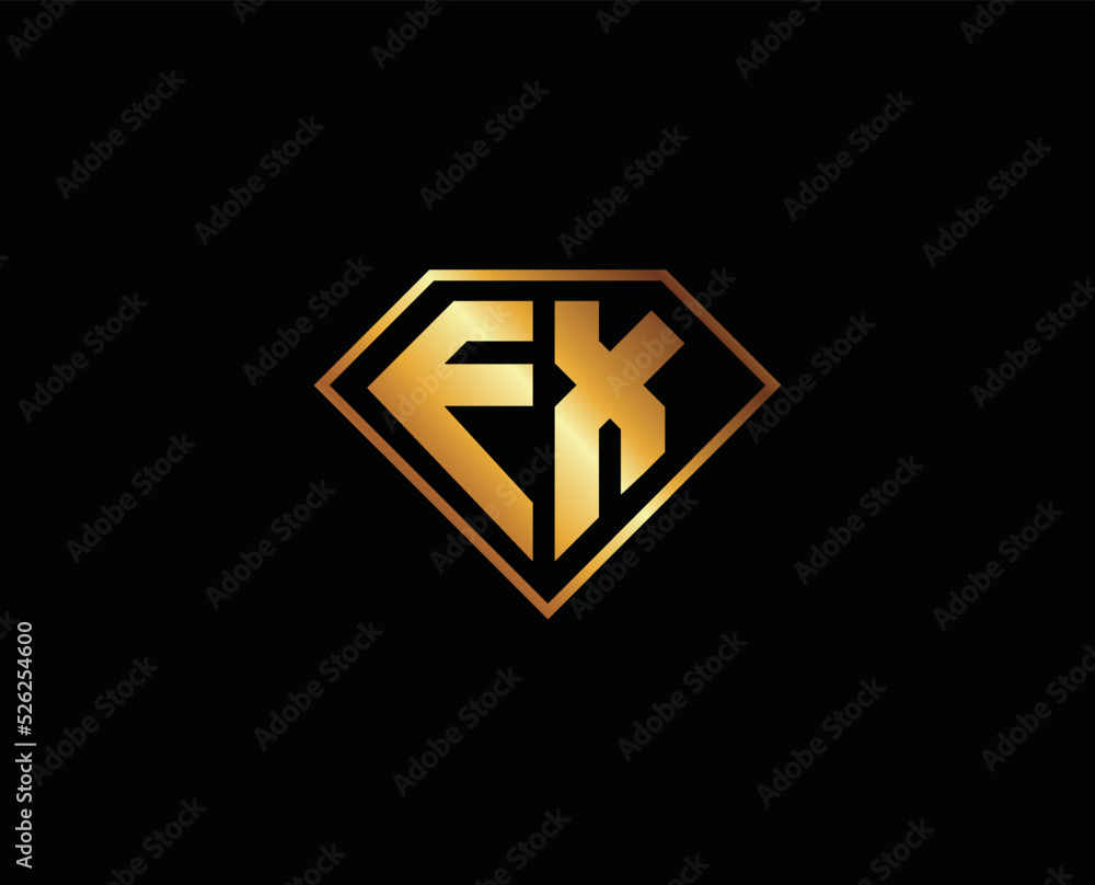 EX diamond shape gold color logo design EX diamond shape gold color logo design