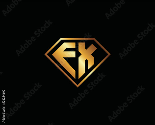 EX diamond shape gold color logo design