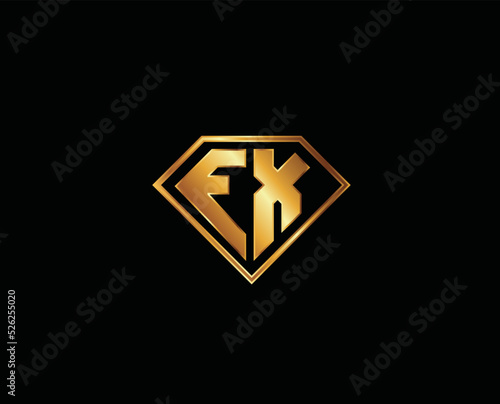 FX diamond shape gold color logo design