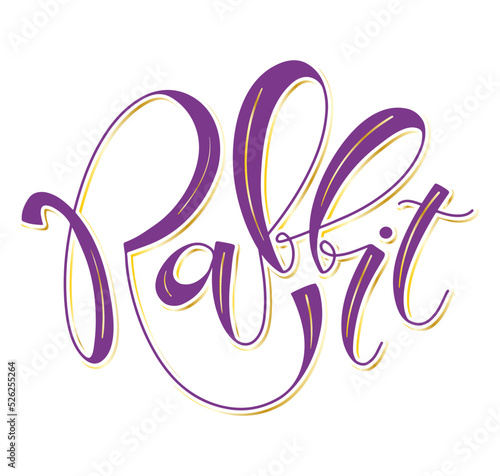 Rabbit colored lettering isolated on white background. Vector illustration