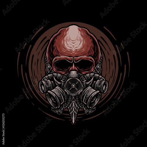 skull with respirator illustration design vector
