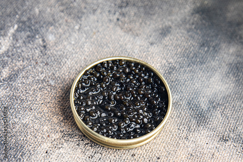 caviar black fish sturgeon beluga, stellate sturgeon fresh meal food snack on the table copy space food background  photo