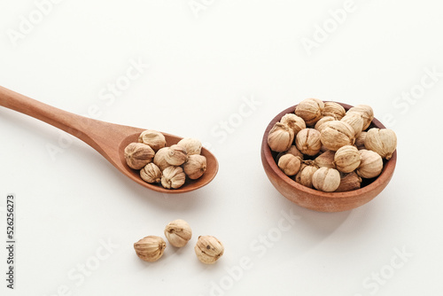 Best cardamom, Siam Cardamom or Kapulaga isolated on white background. Dried seeds, dried herb spice.
 photo