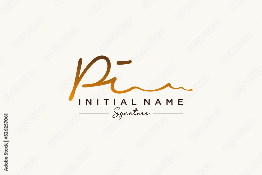 Initial PI signature logo template vector. Hand drawn Calligraphy lettering Vector illustration. - obrazy, fototapety, plakaty 