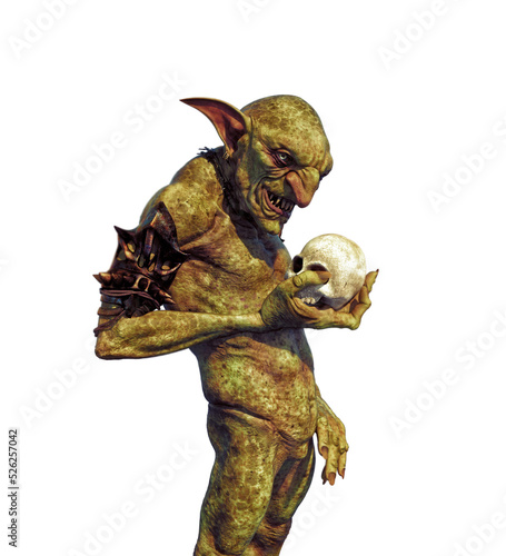 Vászonkép Goblin and skull fantasy creature