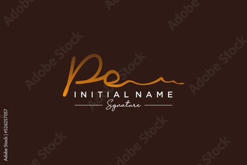Initial PE signature logo template vector. Hand drawn Calligraphy lettering Vector illustration.