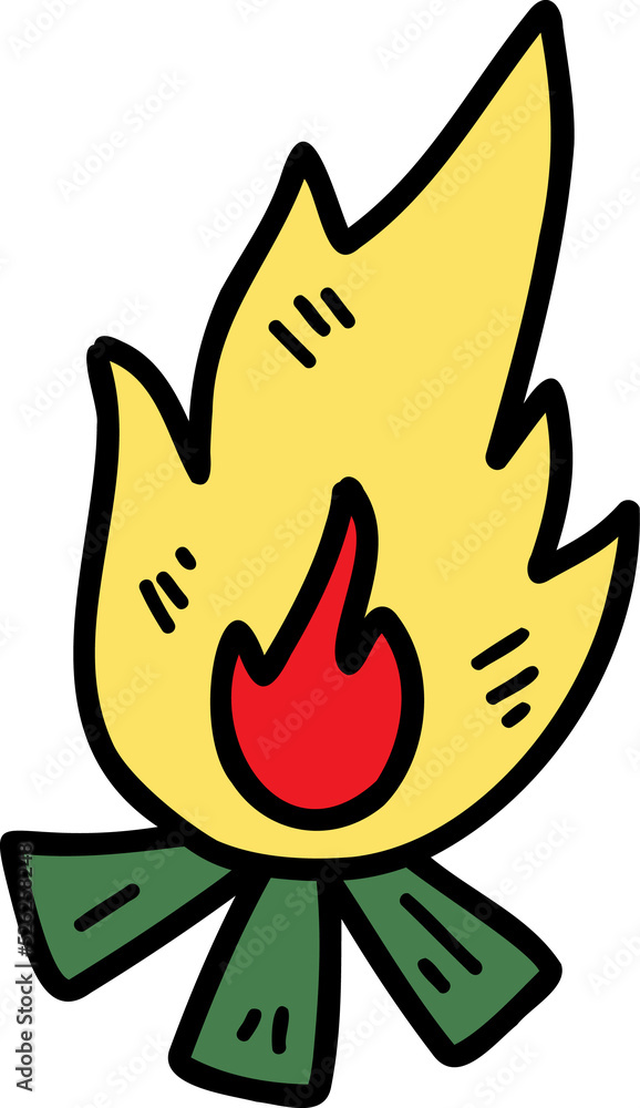 Hand Drawn campfire illustration on transparent background Hand Drawn campfire illustration on transparent background